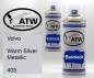 Preview: Volvo, Warm Silver Metallic, 405: 400ml Sprühdose + 400ml Klarlack - Set, von ATW Autoteile West.